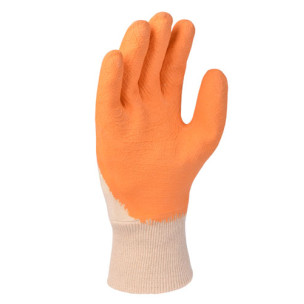 Робочі рукавички DOLONI 4584 з бавовни покриті помаранчевим латексом, 3/4 облив, ребристі, розмір 10